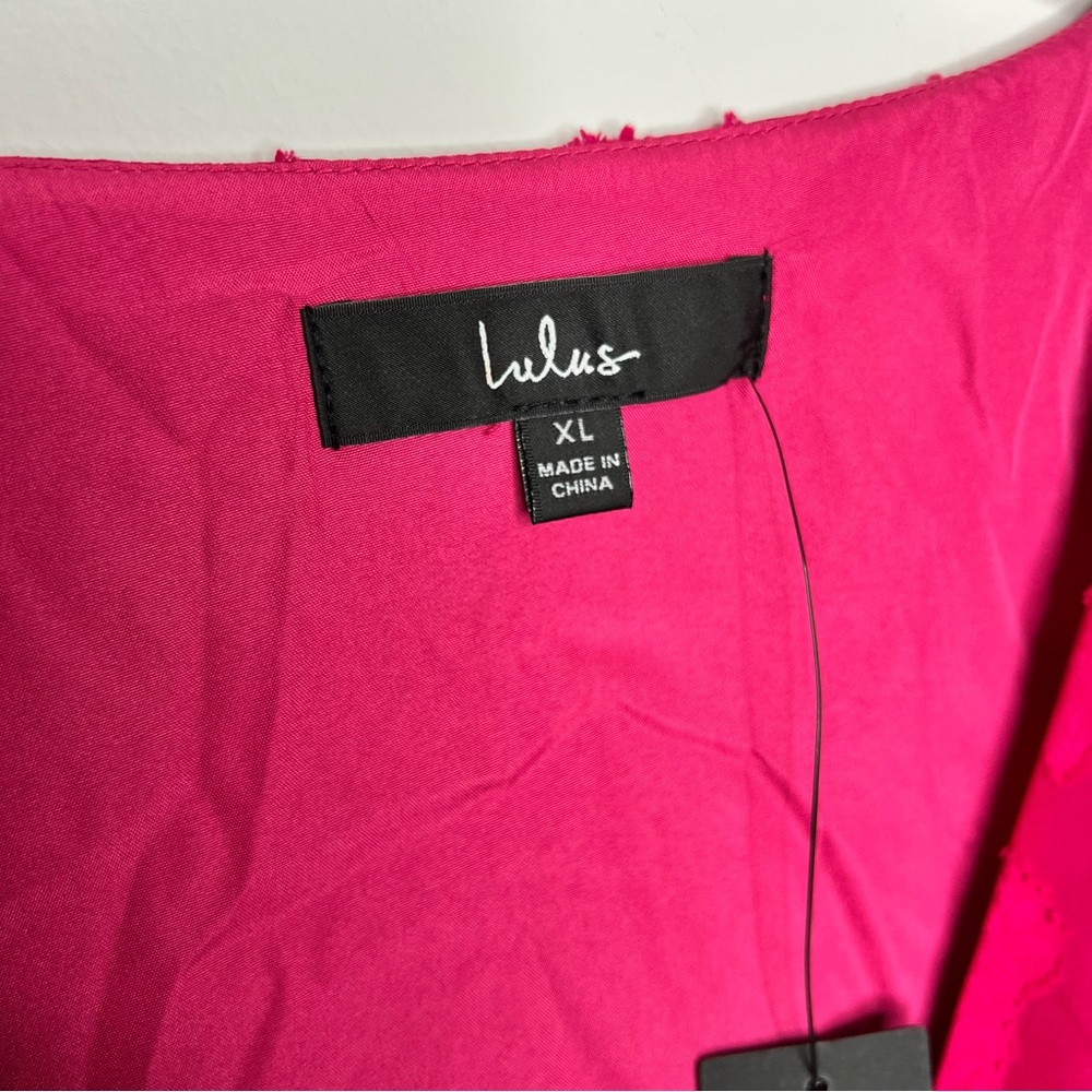 C30 NWT Lulus Appealing Passion Berry Pink Burnout Floral Jacquard Midi Dress - Picture 9 of 10